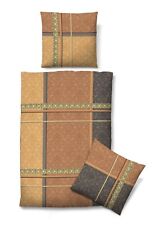 Bettwäsche Bettbezug Baumwolle Seersucker 4tlg 135x200 Streifen Ornamente braun