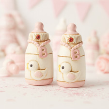 Dekofigur Babyflasche rosa 2er