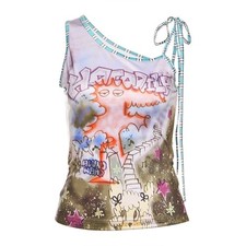 Schulterfreies modisches Top bedrucktes Oberteil zum Binden für Freizeitkleidun