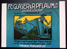 KRUPP  FELDBAHNEN /  GLASER & PFLAUM GmbH DÜSSELDORF - WERBEPLAKAT 1912 / NEUDRU