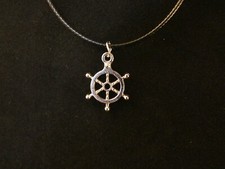 Steuerrad Versilbert Anhänger mit Kette Seefahrt Meer Ozean Boot 