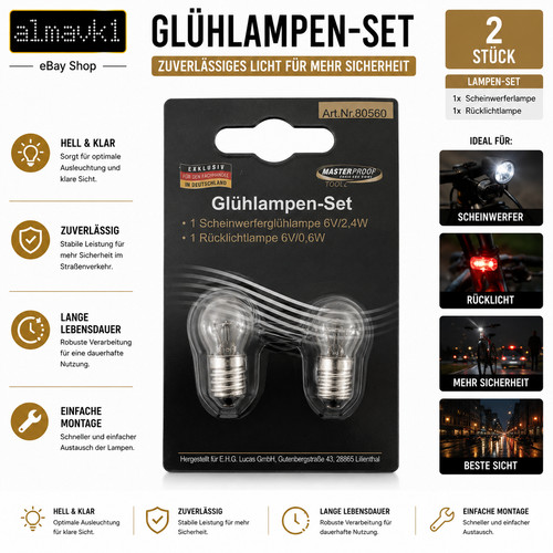 Fahrrad glühlampen set - fahrrad, 6v