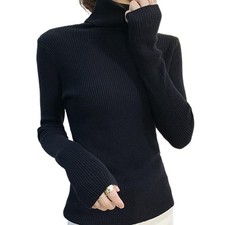 2025 NEU Damen Langarm Rollkragen Strickpullover Sweater Herbst Winter Mode