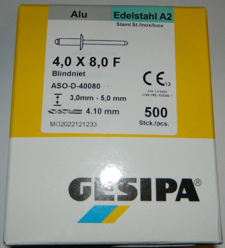 500 stück gesipa - 500, blindnieten
