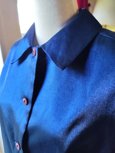 Satinbluse koenigsblau viskose - satinbluse,