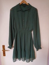 C&A: Herbst-Kleid Dunkelgrün Größe  158/164 (34) Transparente Lange Ärmel