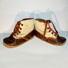 Antike Kinderschuhe alte Puppenschuhe Leder Stiefel für große Puppe Bären 12,5cm