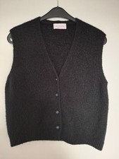 Strick-Weste Jacke, mit ALPAKA, Wollmischung, schwarz, NEU, ohne Ärmel, Italy