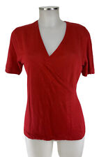 Le Tricot Longhin Stricktop M/L rot Wickeloptik kurzarm 100% Leinen