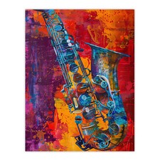 Acid Jazz Musik Saxophon Abstrakte Malerei Wandbild Poster Druck