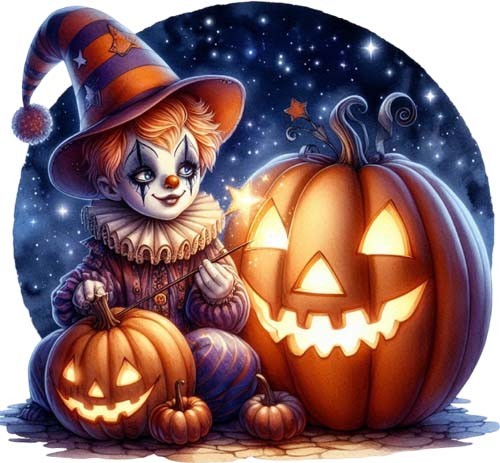 Farbe halloween clown - farbe, wandbild
