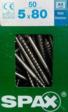 SPAX Edelstahlschraube Rostfrei 5 x 80 mm 50 Stück Teilgewinde Senkkopf T20