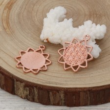 Metallanhänger Lebensblume Charm Anhänger rosegold 29x25mm 2x