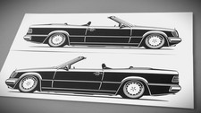 Mercedes W124 Cabrio Aufkleber Silhouette Mercedes W124 Sticker 2x Schwarz neu