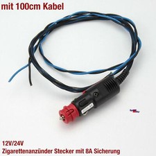 KFZ AUTO ZIGARETTENANZÜNDER STECKER ANZÜNDER 12V 24 8A DOSE KABEL LADEKABEL 1M