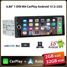DAB+ 6.86" 1 DIN Android 15 Mit Carplay GPS NAVI RDS WIFI BT KAM 2+32G Autoradio
