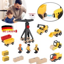 NEU Baustellenfahrzeuge Kinder Kran Spielzeug Holzspielzeug Baustelle Spielzeug