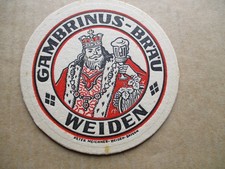 1 alter Bierdeckel Gambrinus Brauerei aus Weiden in der Oberpfalz