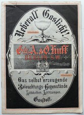 Katalog Gaslicht Beleuchtungs Gegenstände Gebr. A.&O. Huff Berlin um 1900 rar !!