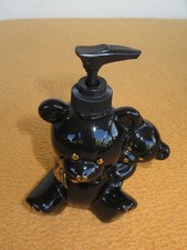 Seifenspender leer schwarz gold Keramik Bärchenmotiv Gesamthöhe 16 cm