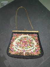 Vintage Petit- Point Florale Stickerei Handtasche Tracht 