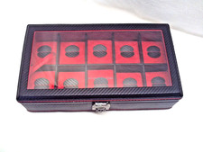 Uhrentruhe Friedrich23 Carbon Optik Uhrenkoffer Box Schwarz Rot für 10 Uhren