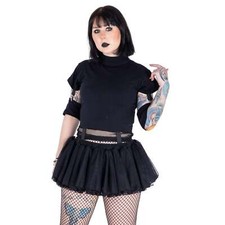 Poizen Industries Mini Tutu Rock Cala Schwarz Gothic Lolita Skirt Cyber Punk 