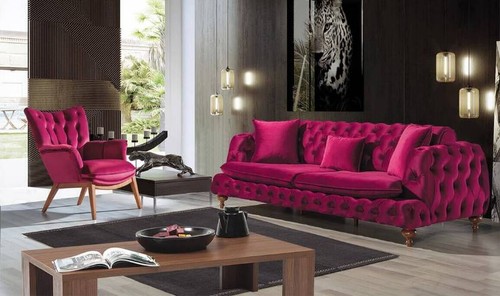 Chesterfield samt sofa - chesterfield, 3
