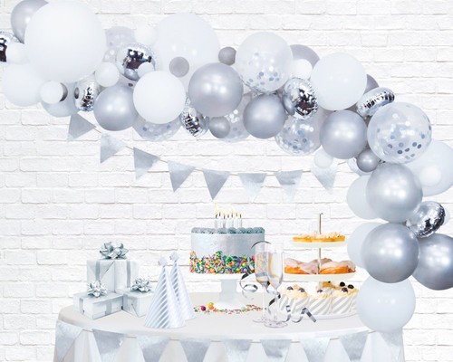 Ballongirlande set silber - set,