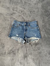 Levi’s 501 High Waist Denim Shorts - Größe S – Distressed Look