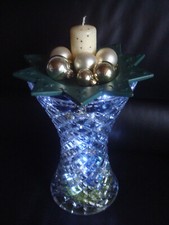 Vase Bodenvase Kristall groß Advent Kugeln Lichterkette Weihnachtsdeko Gratis