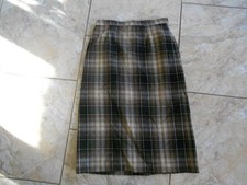 Markenlos Karo Woll Rock 34 Brauntöne Schwarz Creme Beige Rot Kariert Gut #D2246