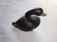 Gilde Porzellan Figur Ente, schwarz gold, elegant, 12, 5 cm hoch, 12 cm breit