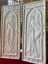 Stucco Centre- 2 wunderschöne Jugendstil - Reliefs 101-384/385 aus Stuckgips