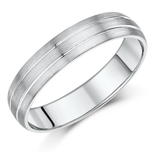 5mm platin trauring matt band - matt,