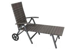 Aluminium Polyrattan Rollliege Relaxliege Sonnenliege Gartenliege Grau/Braun B-W