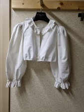 Dirndlbluse Chiemsee 3/4 Gr  38 M weiß Baumwolle mit Spitze Langarm Trachten