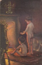 Paul Peel , Nach dem Bade Stengel + Co Künstlerkarte