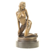 BRONZE FIGUR STATUE SKULPTUR nackte Frau EROTIK NUDE WOMAN MARMORSOCKEL JMA302.2