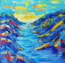 Original Landschaft Berge Öl