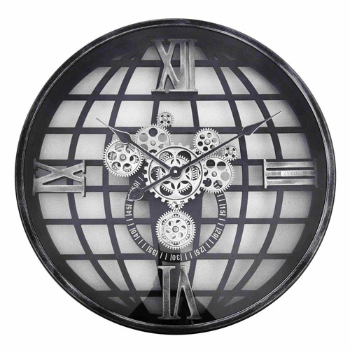 Zahnraduhr schwarz silber - , 60cm
