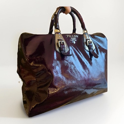 Prada lackleder handtasche - lackleder,