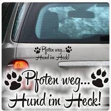 Pfoten weg... Hund im Heck Auto Aufkleber Autoaufkleber Sticker Pfote A2089 