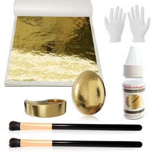 Blattgold SET 14cm Goldfolie Groß Pinsel Anlegemilch Blatt Schlagmetall Starter