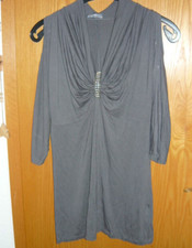 Elegantes Damen Party festliches Shirt mit Strasselement Größe 42 Grau