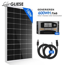 150 Watt 12 Volt Solar Set Solaranlage Inselanlage Garten Camping Solarmodul