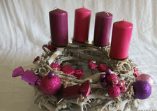 Adventskranz Holz Lila Pink