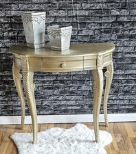 Konsolentisch Halbrund Wandkonsole Wandtisch Holztisch silber Massiv