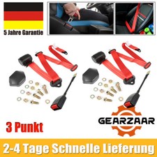 2 SET 3 Punkt Automatikgurt Sicherheitsgurt Universall ROT m Gurtpeitsche TÜV DE