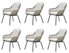 Gartenstuhl Terrassenstuhl Loungesessel Rope Dining 6 x Triton sand Aluminium